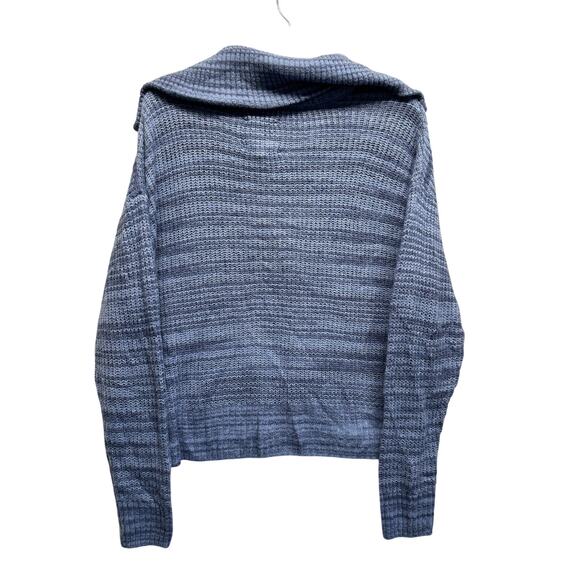 Aerie Blue Half Zip Waffle Knit Sweater XS โ Cozy Chunky Collared Pullover - Picture 8 of 10